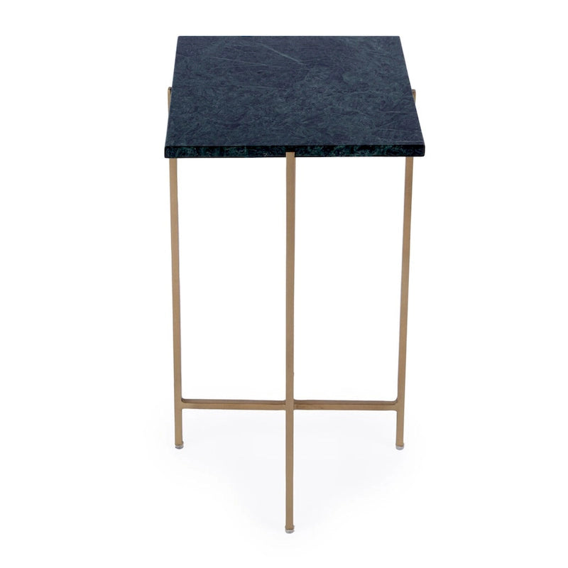 Square Marble-Top Iron Side Table – Multi-color / Green Marble