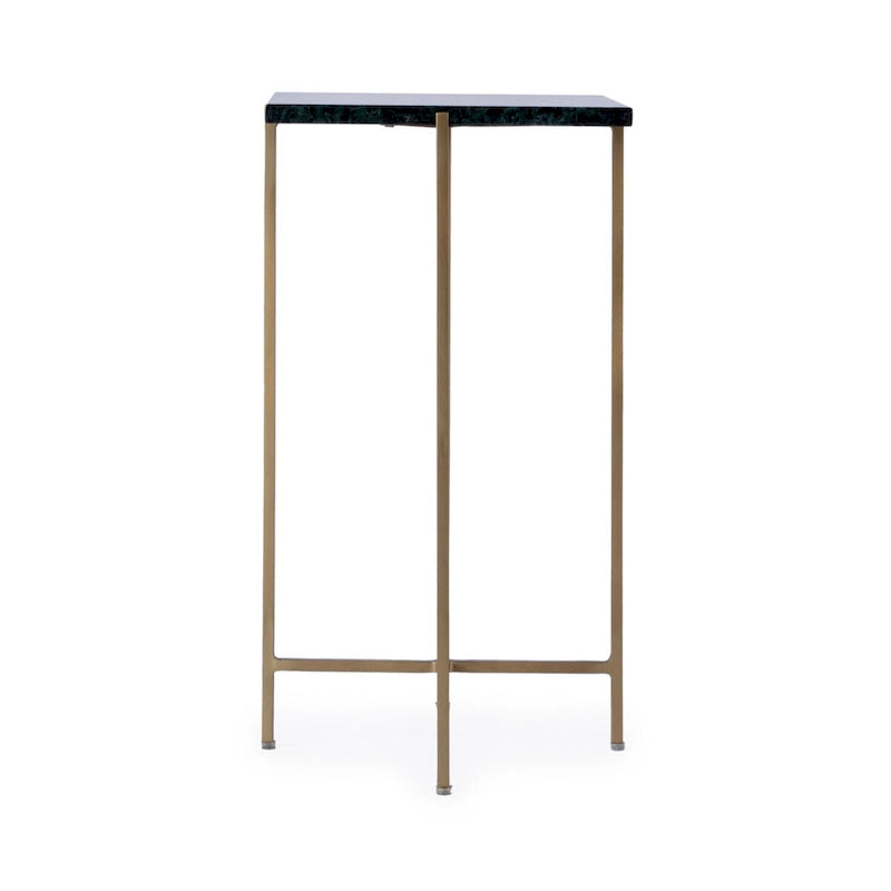 Square Marble-Top Iron Side Table – Multi-color / Green Marble