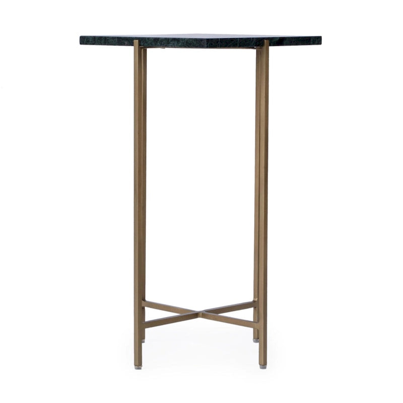 Square Marble-Top Iron Side Table – Multi-color / Green Marble