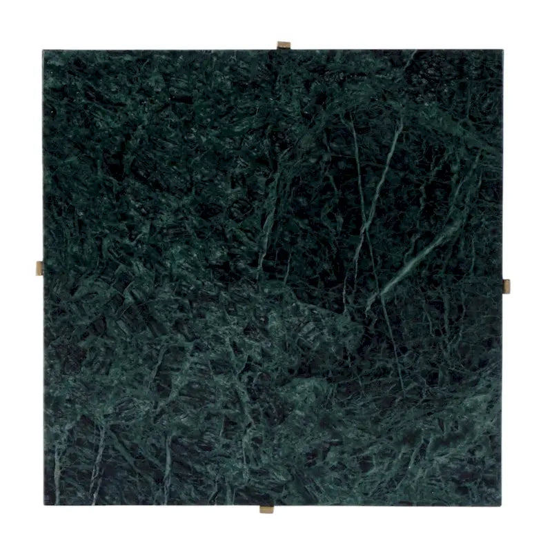 Square Marble-Top Iron Side Table – Multi-color / Green Marble