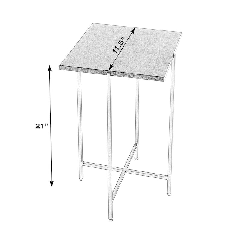 Square Marble-Top Iron Side Table – Multi-color / Green Marble