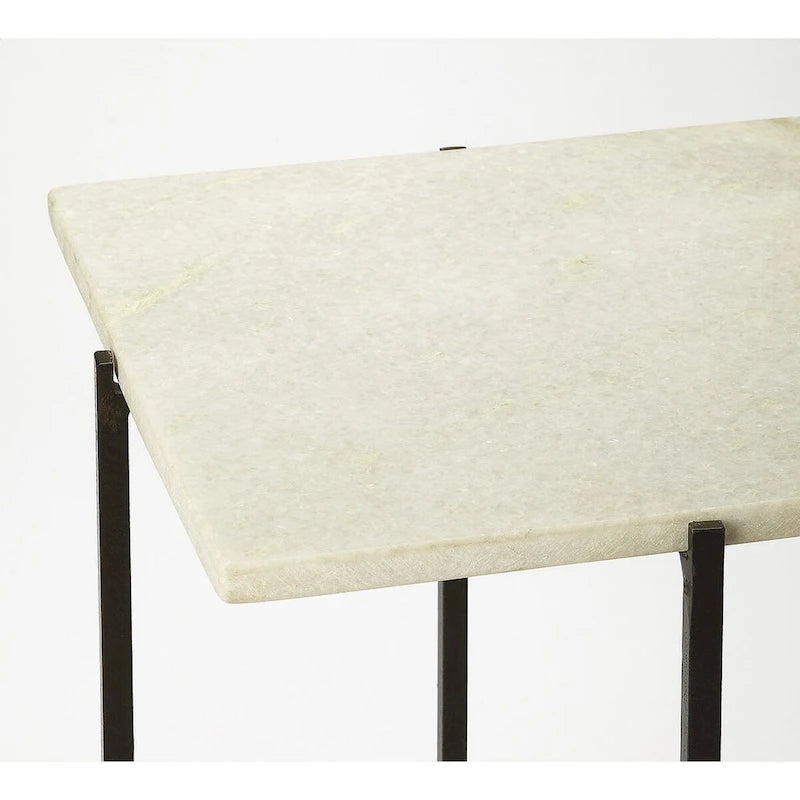 Square Marble-Top Iron Side Table – Multi-color / Green Marble