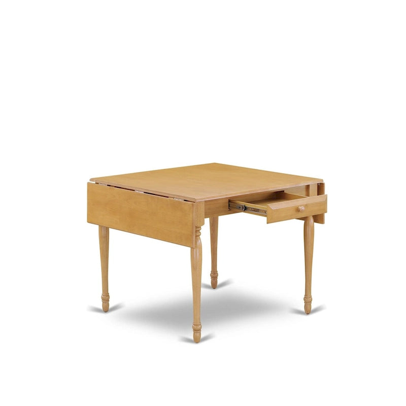 Oak Drop-Leaf Dining Table Set with Linen Parson Chairs, 3- or 5-Seat
