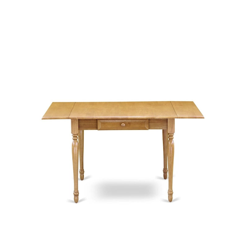 Oak Drop-Leaf Dining Table Set with Linen Parson Chairs, 3- or 5-Seat
