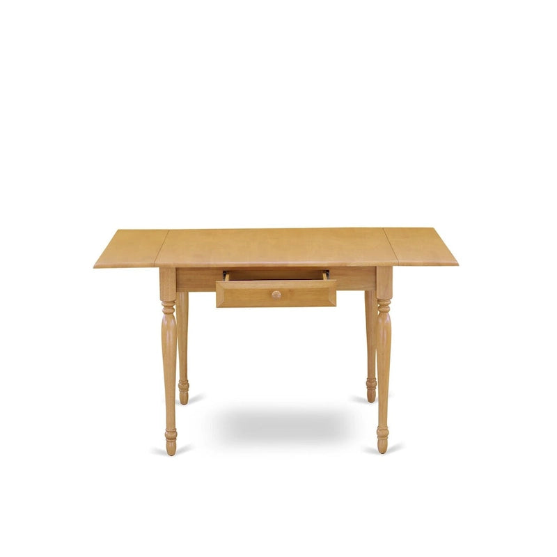Oak Drop-Leaf Dining Table Set with Linen Parson Chairs, 3- or 5-Seat