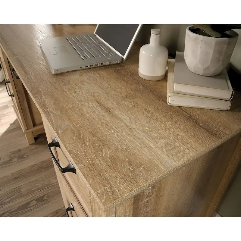 Oak Writing Desk with 3 Drawers, File Storage & Cabinet, Single