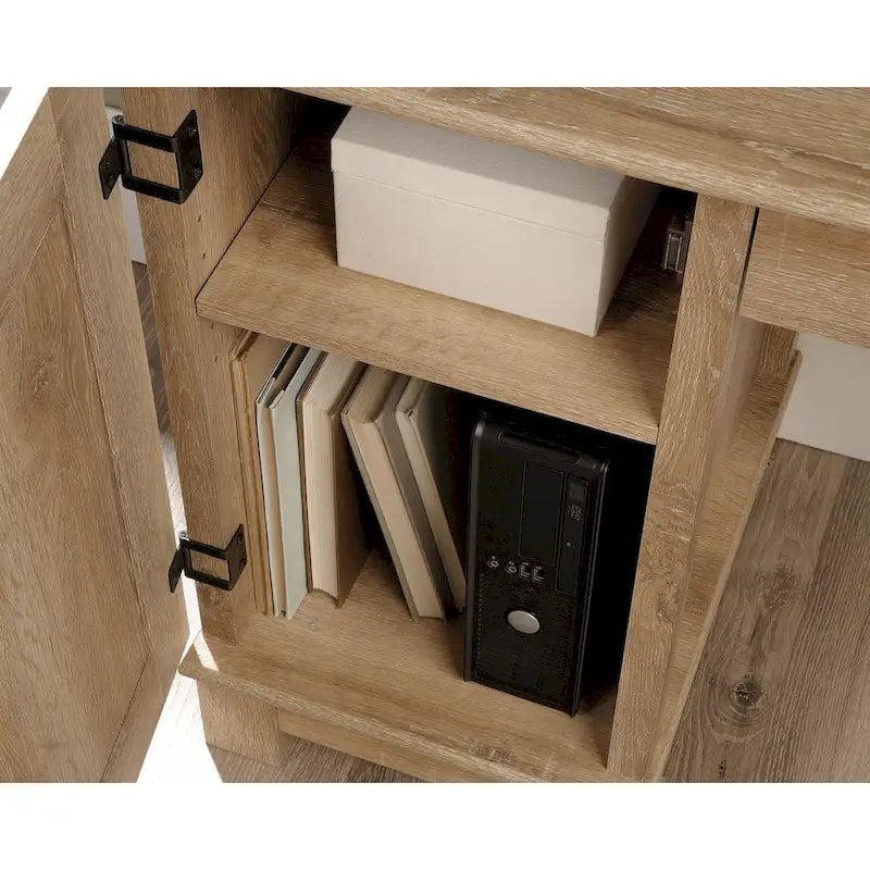 Oak Writing Desk with 3 Drawers, File Storage & Cabinet, Single
