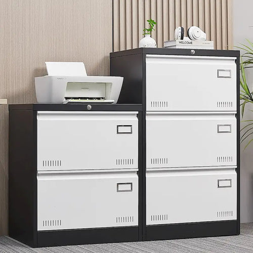 Black / White 3-Drawer Locking Metal Lateral File Cabinet – 1 User