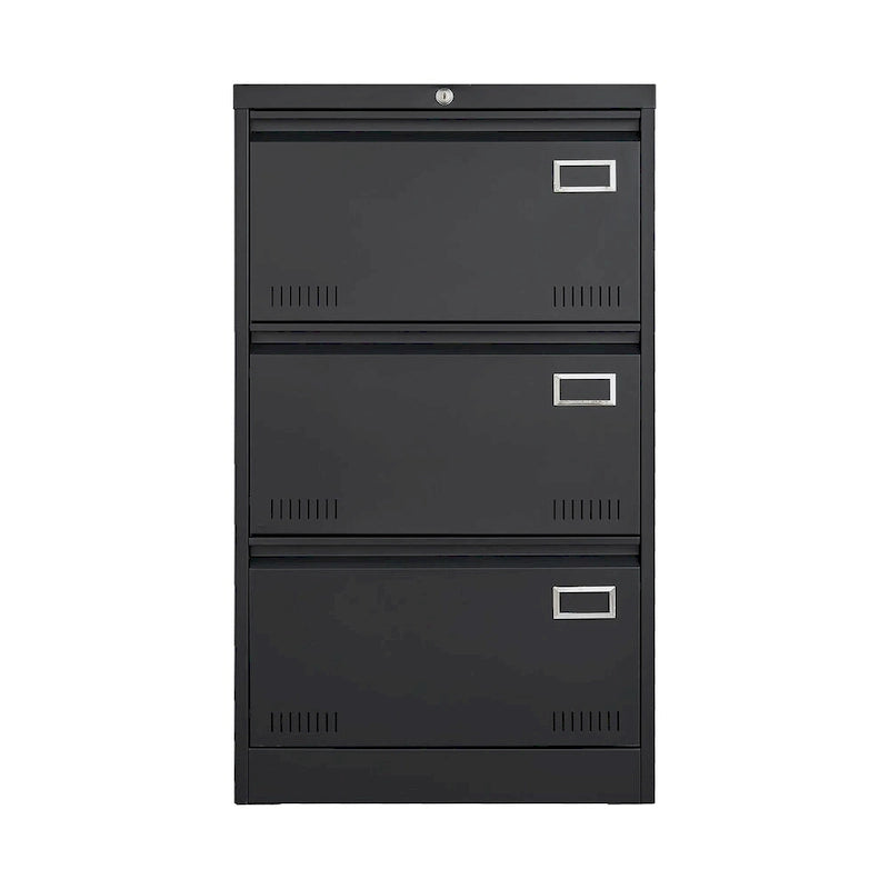 Black / White 3-Drawer Locking Metal Lateral File Cabinet – 1 User