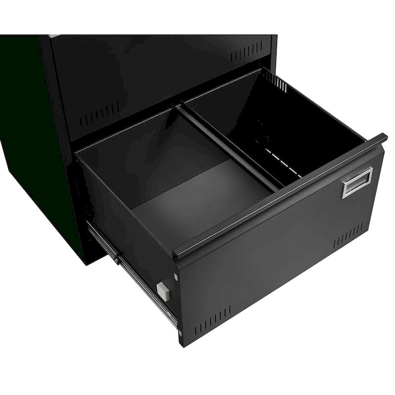 Black / White 3-Drawer Locking Metal Lateral File Cabinet – 1 User