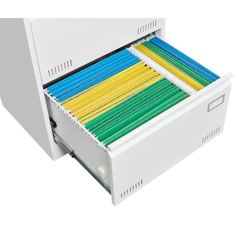 Black / White 3-Drawer Locking Metal Lateral File Cabinet – 1 User