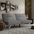 Grey Linen Convertible Futon Sofa Bed, Single
