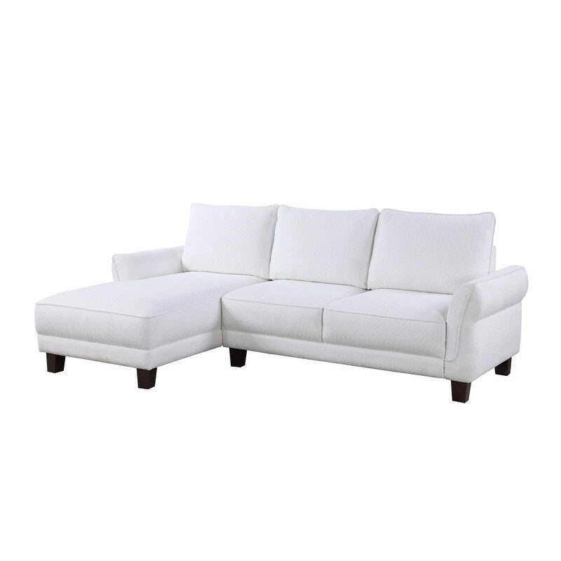 White / Gray Sherpa Sectional Sofa with Left-Facing Chaise, Seats 3–4