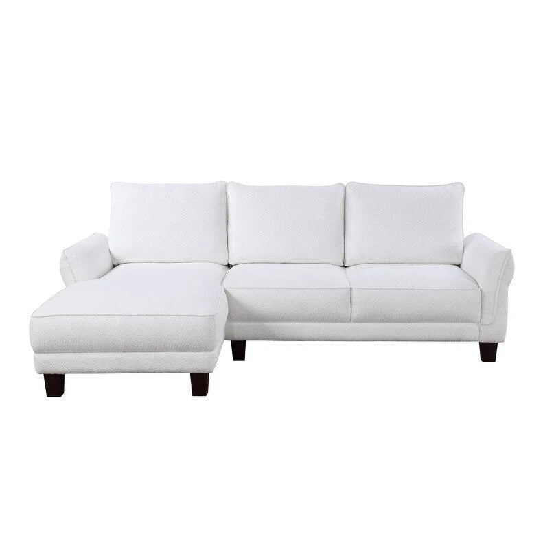 White / Gray Sherpa Sectional Sofa with Left-Facing Chaise, Seats 3–4