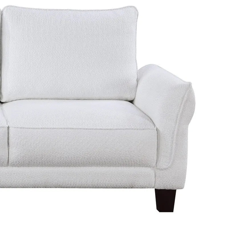 White / Gray Sherpa Sectional Sofa with Left-Facing Chaise, Seats 3–4
