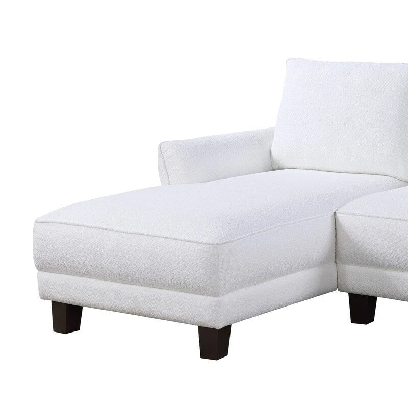 White / Gray Sherpa Sectional Sofa with Left-Facing Chaise, Seats 3–4
