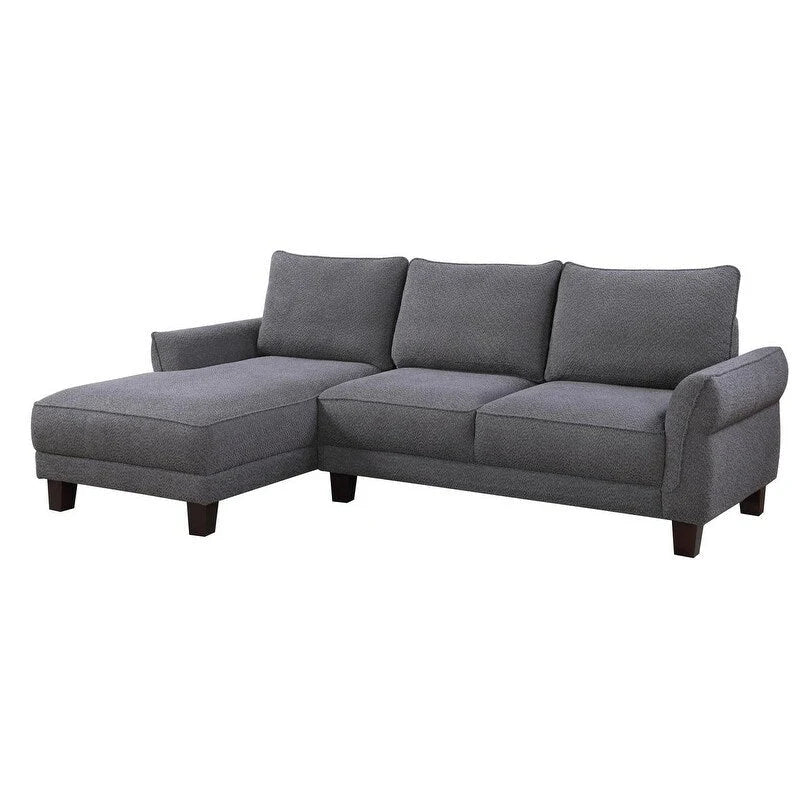 White / Gray Sherpa Sectional Sofa with Left-Facing Chaise, Seats 3–4