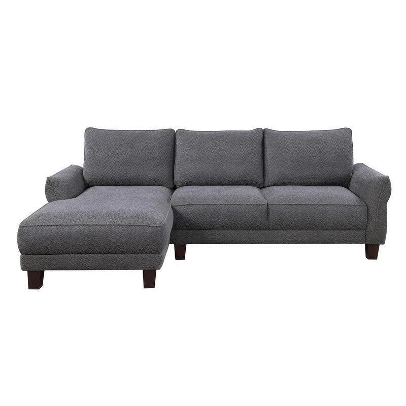 White / Gray Sherpa Sectional Sofa with Left-Facing Chaise, Seats 3–4