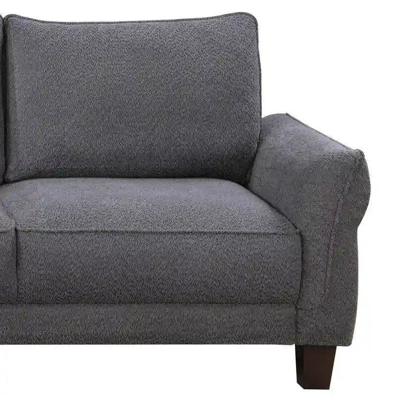 White / Gray Sherpa Sectional Sofa with Left-Facing Chaise, Seats 3–4