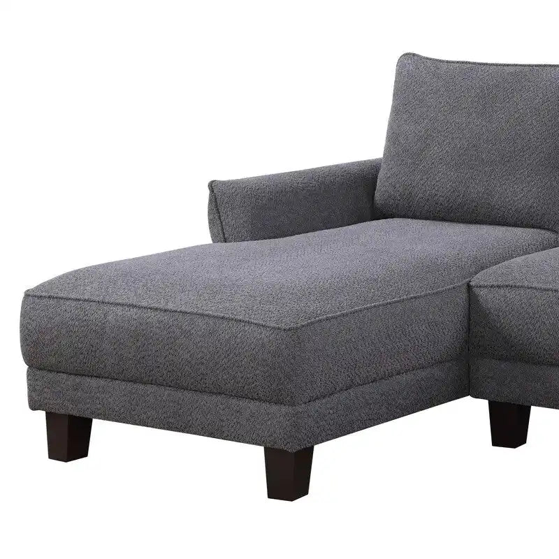 White / Gray Sherpa Sectional Sofa with Left-Facing Chaise, Seats 3–4