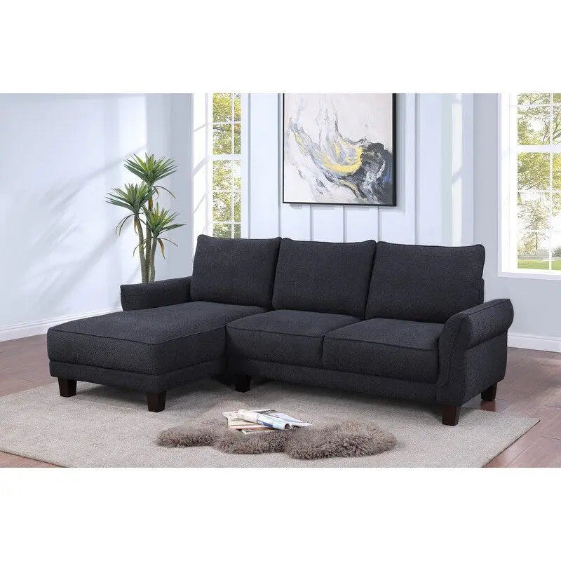 White / Gray Sherpa Sectional Sofa with Left-Facing Chaise, Seats 3–4