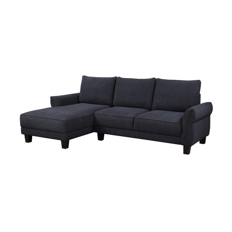 White / Gray Sherpa Sectional Sofa with Left-Facing Chaise, Seats 3–4