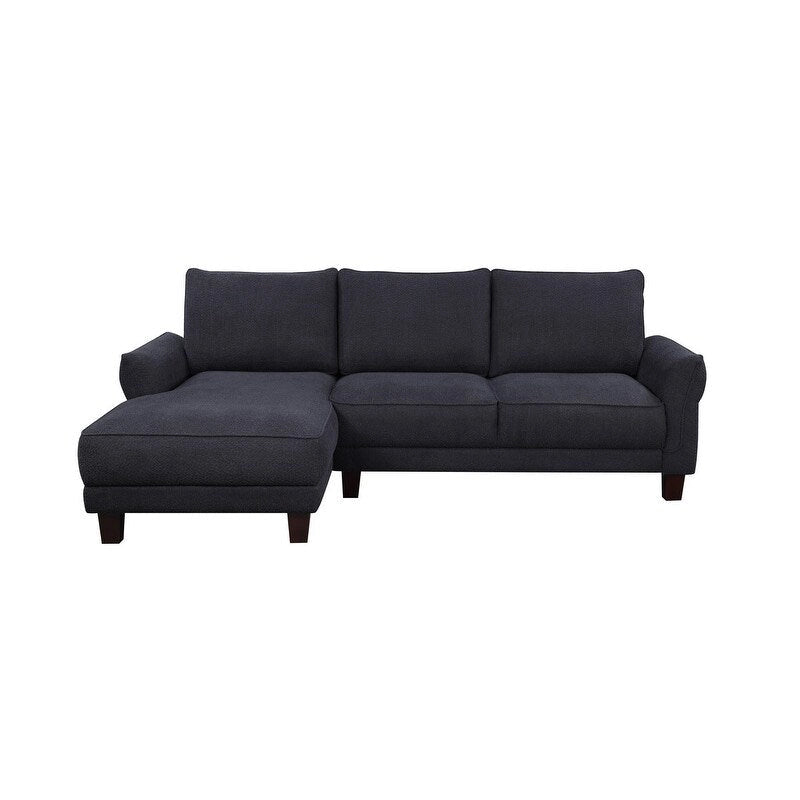 White / Gray Sherpa Sectional Sofa with Left-Facing Chaise, Seats 3–4