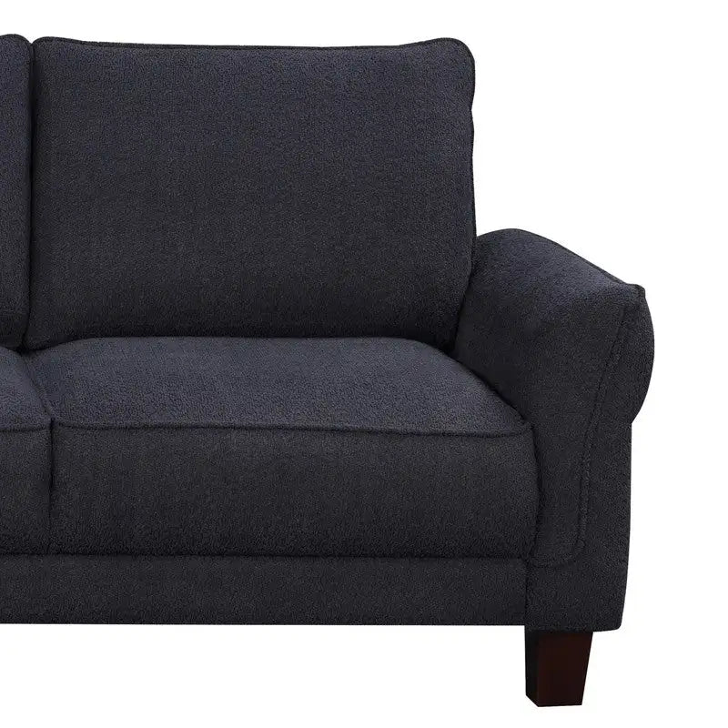 White / Gray Sherpa Sectional Sofa with Left-Facing Chaise, Seats 3–4