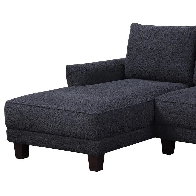White / Gray Sherpa Sectional Sofa with Left-Facing Chaise, Seats 3–4