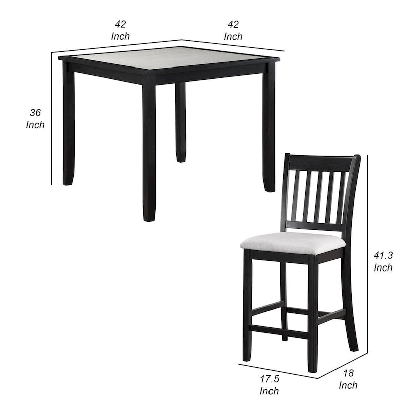 Black & White Counter Height Dining Set, 5-Piece (1 Table + 4 Chairs)