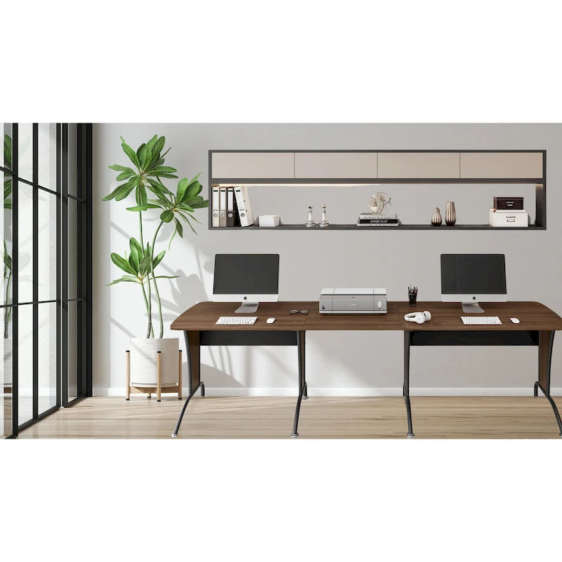 Brown L-Shaped / Inline Computer Desk, 1-Person