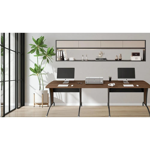 Bureau d'ordinateur en L ou droit, 1 personne, marron