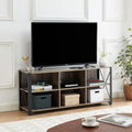 Gray Walnut / Rustic Oak Industrial TV Stand with 6 Shelves