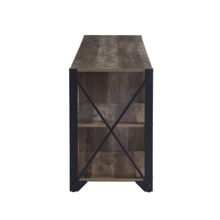 Gray Walnut / Rustic Oak Industrial TV Stand with 6 Shelves