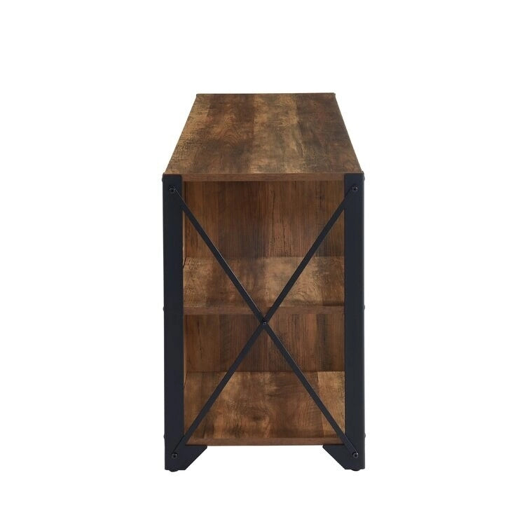 Gray Walnut / Rustic Oak Industrial TV Stand with 6 Shelves