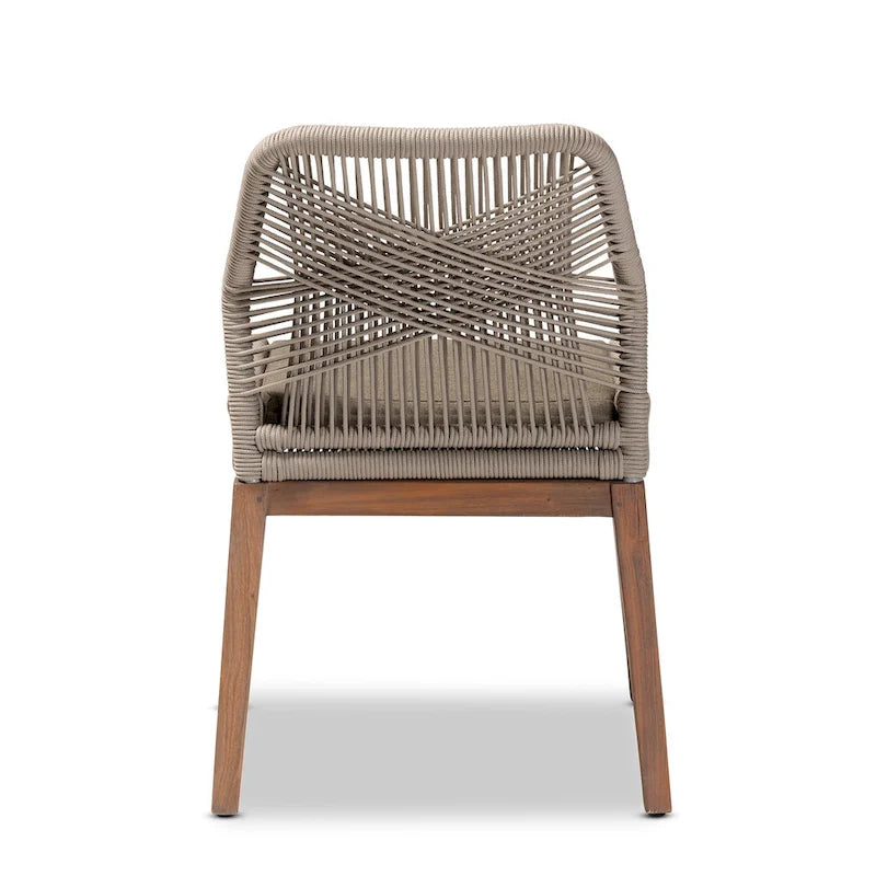Chaise de salle à manger en acajou tressé, style moderne de transition, grise