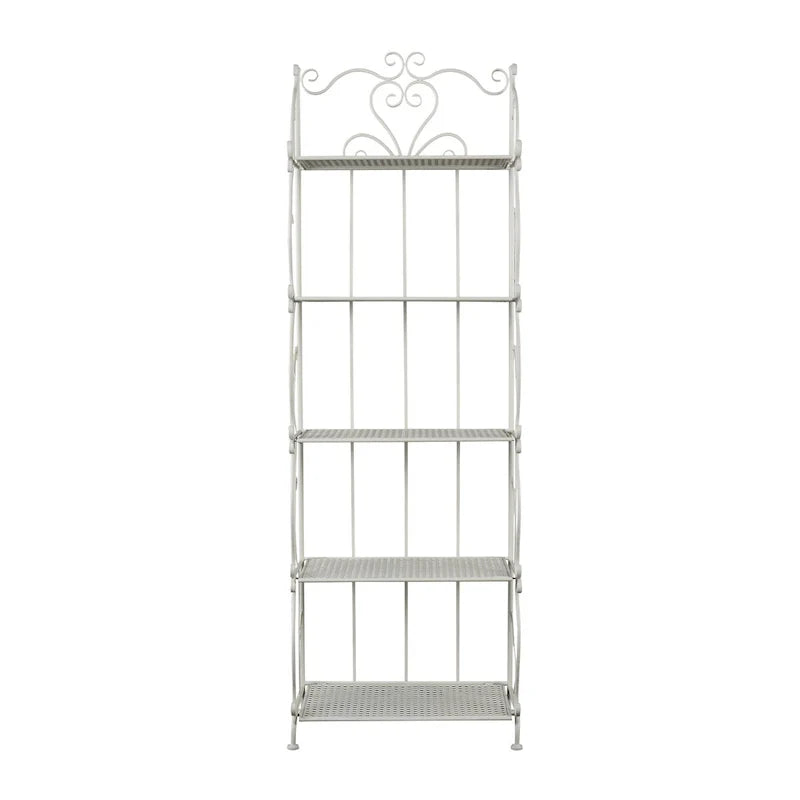 Étagère de Boulanger Pliable Haute à 5 Niveaux en Métal Décoratif pour Intérieur/Extérieur - Or ou Blanc - Roche River Decor