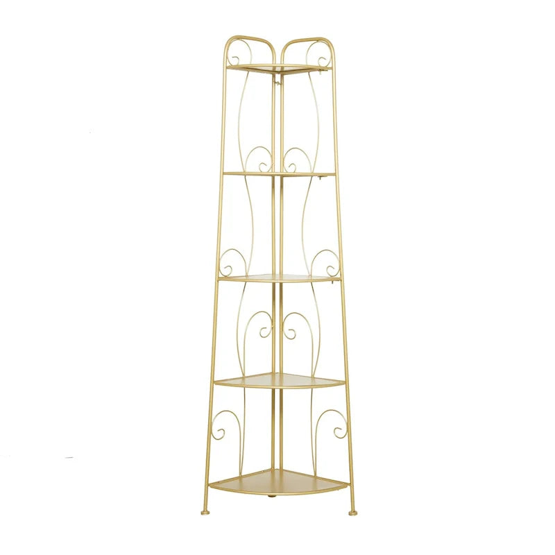 Étagère de Boulanger Pliable Haute à 5 Niveaux en Métal Décoratif pour Intérieur/Extérieur - Or ou Blanc - Roche River Decor