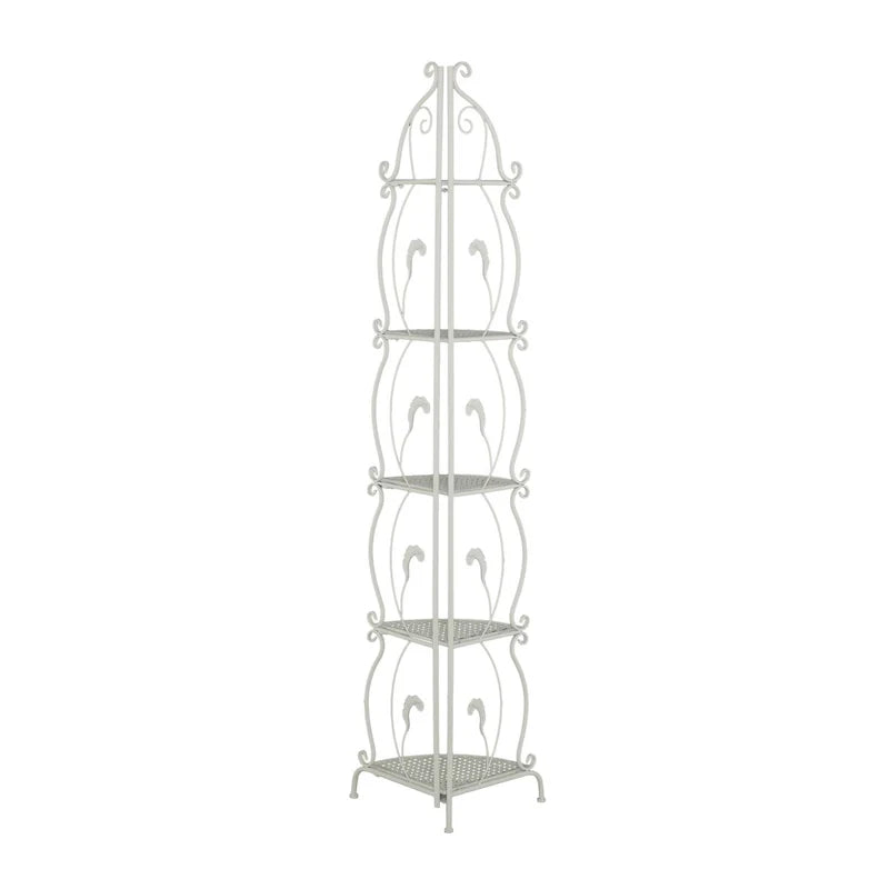 Étagère de Boulanger Pliable Haute à 5 Niveaux en Métal Décoratif pour Intérieur/Extérieur - Or ou Blanc - Roche River Decor